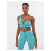 Bershka space dye asyymetric crop top co-ord in blue