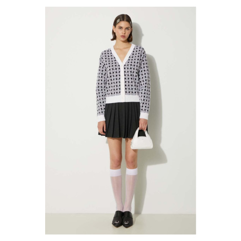 Svetr s příměsí vlny Kenzo Weave Cardigan bílá barva, FE62CA4723CA.02