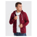 BASIC men's unbuttoned hooded sweatshirt - maroon V7 OM-SSBZ-0118