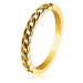 Prsten ze žlutého 585 zlata - dvě vzájemně propletené linie ramen s výřezy uprostřed tvořící řet