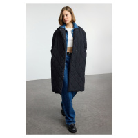 Trendyol Black Oversize Belted Long Quilted Puffer Coat