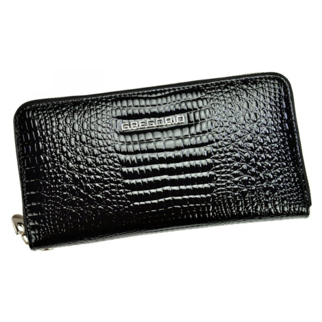 Elegantní dámská kožená peněženka s hadím vzorem Laurenn, černá GREGORIO