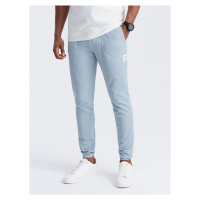 Men's structured knit sweatpants - light blue V4 OM-PASK-0211