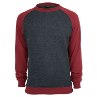 Urban Classics 2-Tone Raglan Crewneck Mikina charcoal/červená