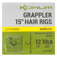 Korum návazec grappler 15” hair rigs barbless 38 cm - velikost háčku 12 průměr 0,26 mm nosnost 1