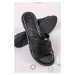 Černé kožené nízké pantofle 1-27114