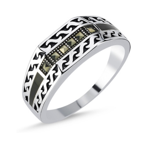 OLIVIE Pánský stříbrný prsten MARKAZIT 8207