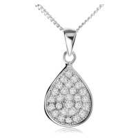 Stříbrný náhrdelník 925, třpytivá zirkonová slza, řetízek