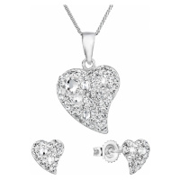 Evolution Group Sada šperků s krystaly Swarovski náušnice a přívěsek bílé srdce 79035.1