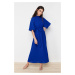 Trendyol Saxe Blue Belted Half Sleeve Woven Dress