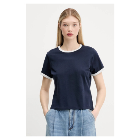 Bavlněné tričko Abercrombie & Fitch dámské, tmavomodrá barva, KI139-5529