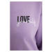 Trendyol Purple Hoodie Printed Knitted Sweatshirt