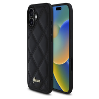 PU Leather Quilted Zadní Kryt pro iPhone 16 Black Obal na telefon Guess