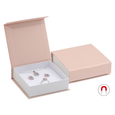 JK Box Pudrově růžová dárková krabička na soupravu šperků VG-5/A5/A1 JKbox