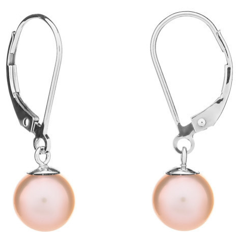 Buka Jewelry | Perlové náušnice 8 AAA continental bílé zlato - Barva Růžová, Drahý kov Bílé zlat