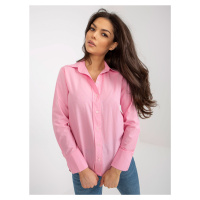 Růžová bavlněná klasická košile s límečkem