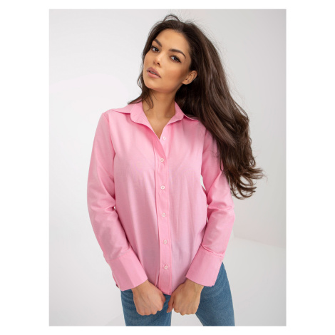 Růžová bavlněná klasická košile s límečkem Fashionhunters