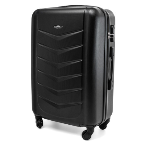 Rogal Černý elegantní odolný kufr na kolečkách "Armor" - M (35l)