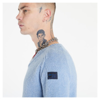 RAF SIMONS Striped Hammersleeve V-Neck Sweater Blue