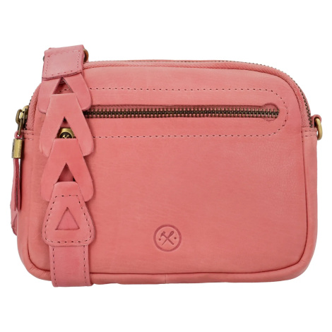 Hide & Stitches Růžová kožená crossbody kabelka "Molly"