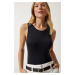 Happiness İstanbul Women's Black Sleeveless Snap-On Knitted Blouse
