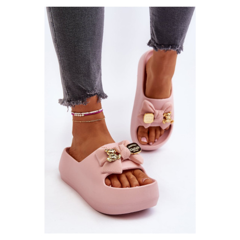 Dámské pěnové pantofle s mašlí, Pink Salessa Kesi