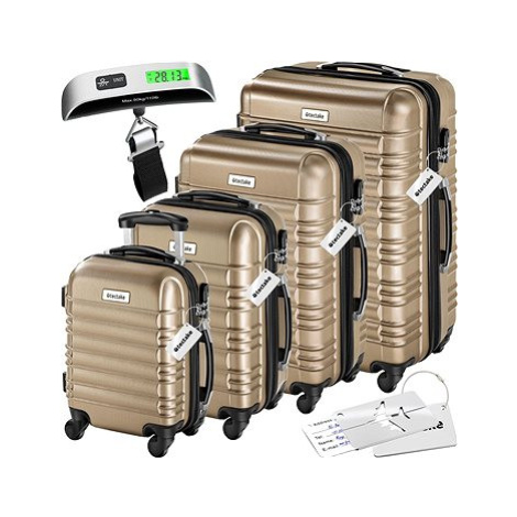 Tectake Cestovní pevné kufry Mila s váhou na zavazadla – sada 4 ks - champagne