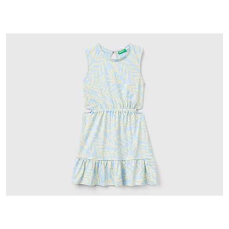 Benetton, Light Blue Dress With Tropical Print United Colors of Benetton
