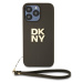 PU Leather Stack Logo Wrist Strap Zadní Kryt pro iPhone 14 Pro Brown DKNY