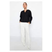 Trendyol Black Thessaloniki/Knitwear Look Pearl Detailed Relaxed/Comfortable Fit Knitted Blouse