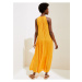 Nabírané maxi šaty ke krku bez rukávů Marks & Spencer oranžová