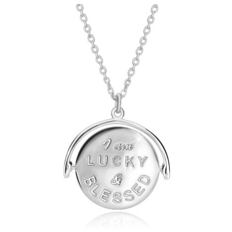 Stříbrný náhrdelník 925, otáčecí přívěsek s nápisem "I am LUCKY & BLESSED to HAVE U" Šperky eshop