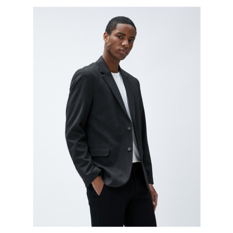 Koton Blazer Jacket with Buttons, Stitching Detailed, Pockets and Slim Fit.