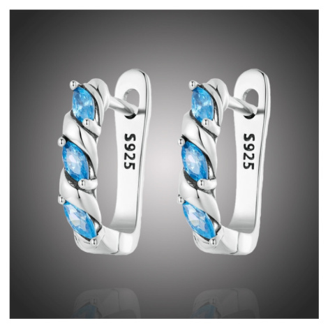 GRACE Silver Jewellery Stříbrné náušnice se zirkony Iva, stříbro 925/1000 E-BSE668/83 Modrá