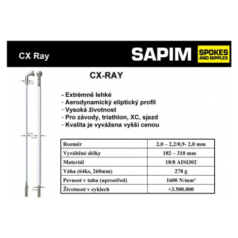 Dráty Sapim CX-Ray, černé Varianta: