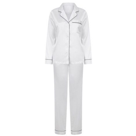 Towel City Dámské saténové dlouhé pyžamo TC055 White