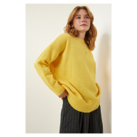 Happiness İstanbul Women's Yellow Oversize Knitwear Sweater