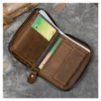 Hranatá kožená peněženka na zip