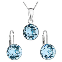 Evolution Group Sada šperků s krystaly Swarovski náušnice, řetízek a přívěsek modré kulaté 39140