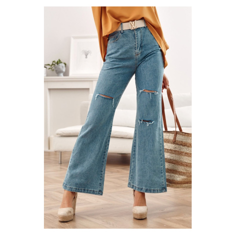 Široké džíny s vysokým pasem