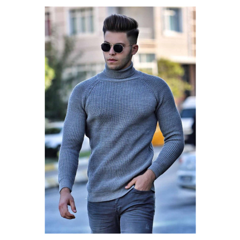 Madmext Men's Gray Turtleneck Sweater 4355