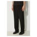 Vlněné kalhoty Kenzo Pleated Tailored Pant černá barva, ve střihu chinos, FE65PA2149GE.99