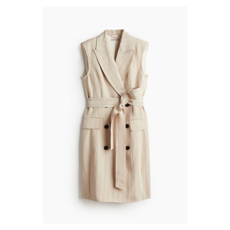 H & M - Šaty střižené jako sako z lněné směsi - béžová H&M
