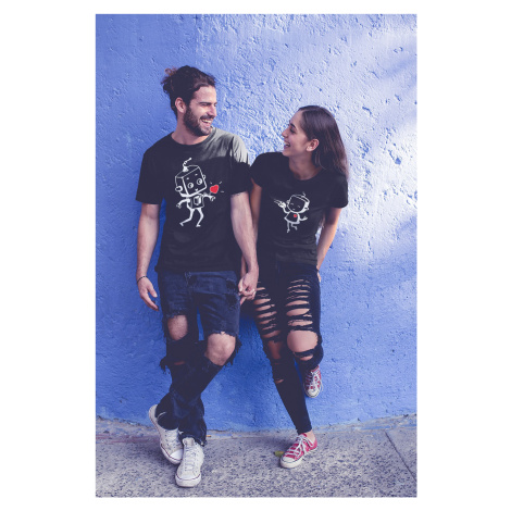 Trička pro páry Zamilované roboty Barva: Černá, Dámska