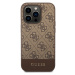 Guess PU 4G Stripe Zadní Kryt pro iPhone 14 Pro Brown