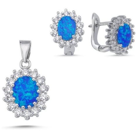Luxusní sada šperků s modrým opálem a zirkony Classy