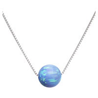 Evolution Group Stříbrný náhrdelník se syntetickým opálem světle modrý kulatý 12044.3 lt.blue