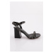 DGN 806 Women's Silver Spike Heeled Sandals with Stones.