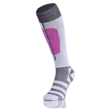 Nessi Sportswear Lyžařské ponožky SN2-01 - Šedá+růžová