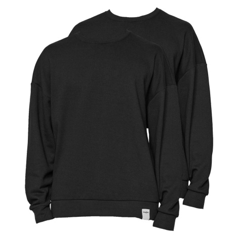 Trendyol 2-Pack Black-Grey Basic Oversize/Wide-Cut Fleece Label Sweatshirt